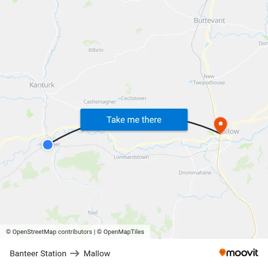 Banteer Station to Mallow map