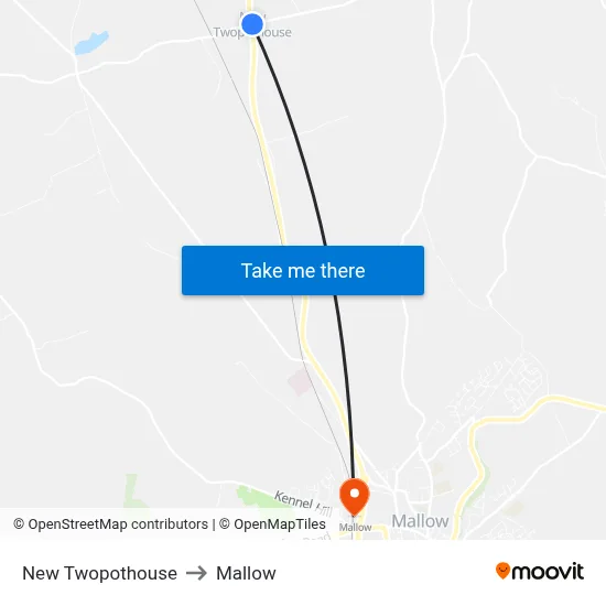 New Twopothouse to Mallow map