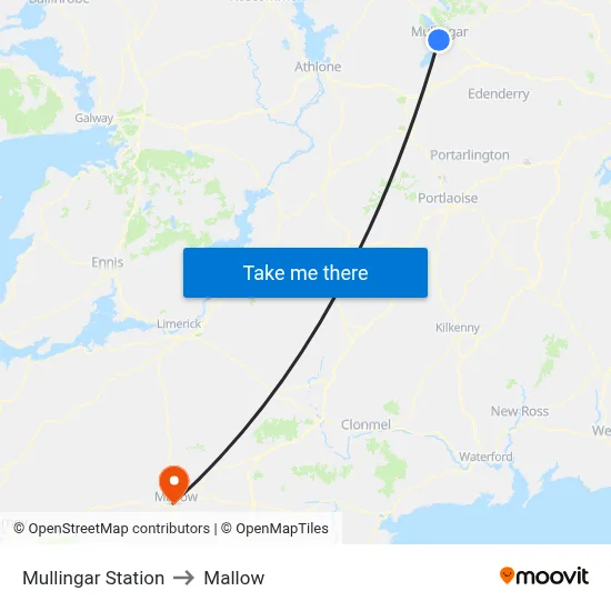 Mullingar Station to Mallow map