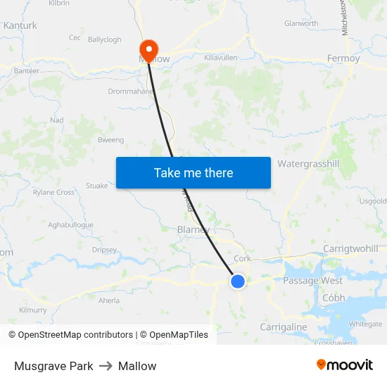 Musgrave Park to Mallow map