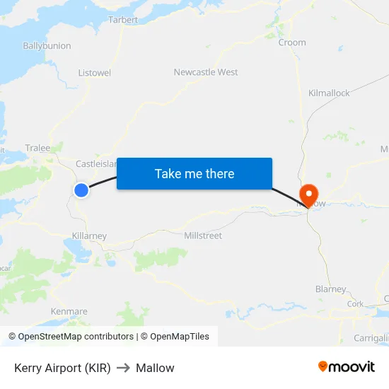 Kerry Airport (KIR) to Mallow map