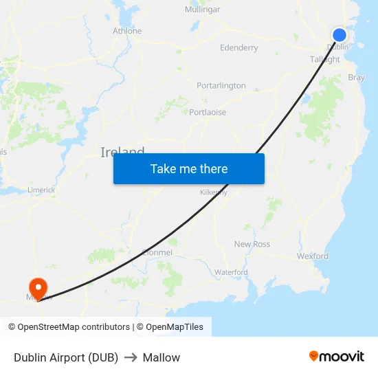 Dublin Airport (DUB) to Mallow map