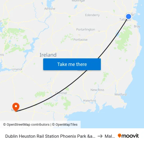 Dublin Heuston Rail Station Phoenix Park &amp; Dublin Zoo to Mallow map
