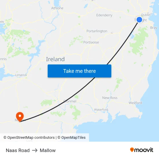 Naas Road to Mallow map