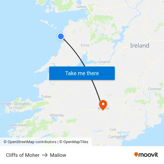 Cliffs of Moher to Mallow map