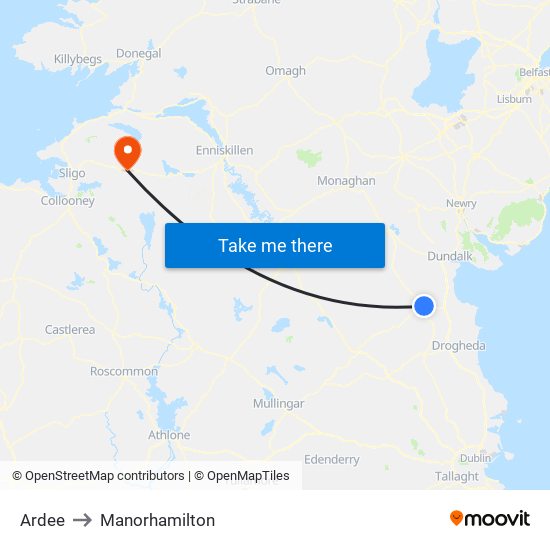 Ardee to Manorhamilton map