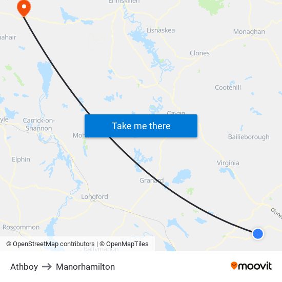 Athboy to Manorhamilton map