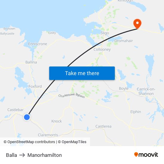 Balla to Manorhamilton map