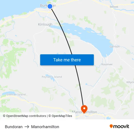 Bundoran to Manorhamilton map