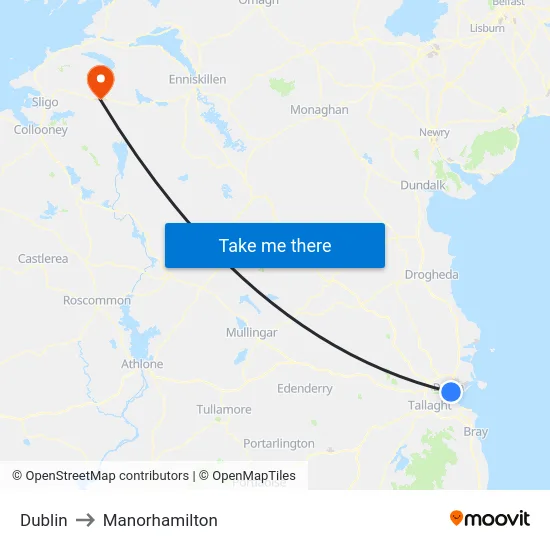 Dublin to Manorhamilton map