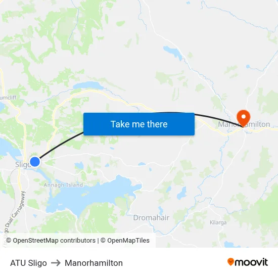 ATU Sligo to Manorhamilton map