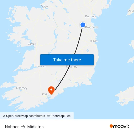 Nobber to Midleton map