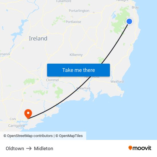 Oldtown to Midleton map