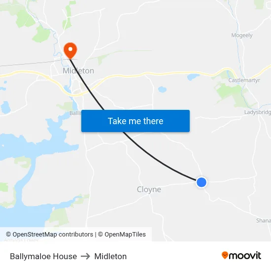 Ballymaloe House to Midleton map