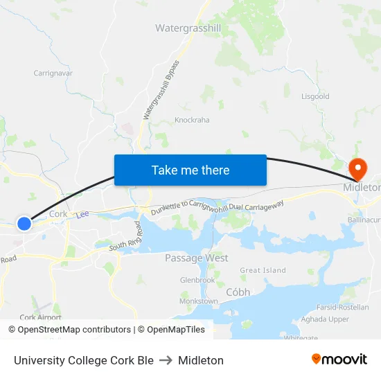 University College Cork Ble to Midleton map
