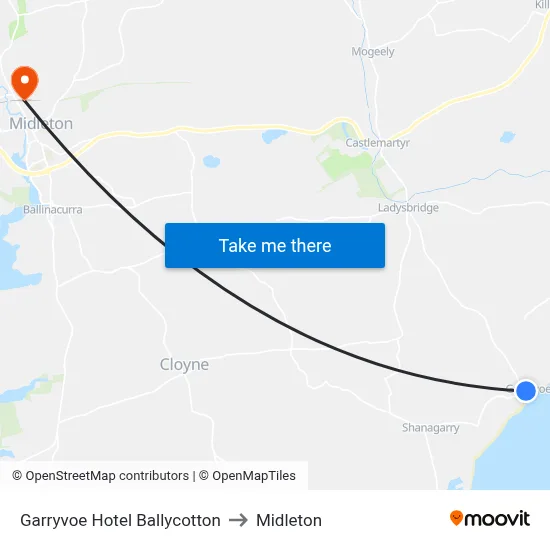 Garryvoe Hotel Ballycotton to Midleton map