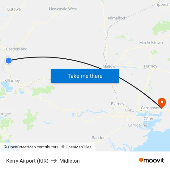 Kerry Airport (KIR) to Midleton map