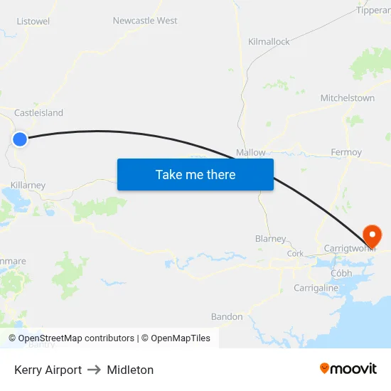 Kerry Airport to Midleton map