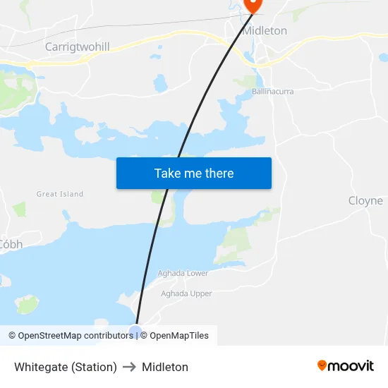 Whitegate (Station) to Midleton map