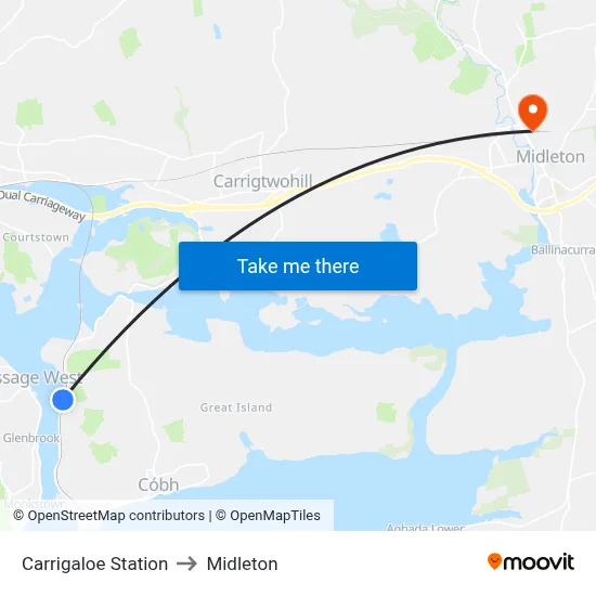 Carrigaloe Station to Midleton map