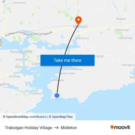 Trabolgan Holiday Village to Midleton map