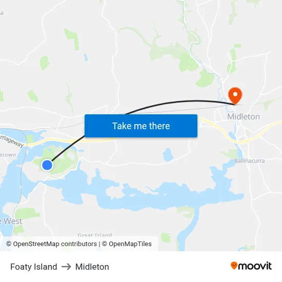 Foaty Island to Midleton map