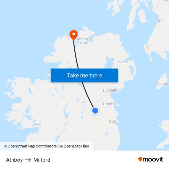 Athboy to Milford map
