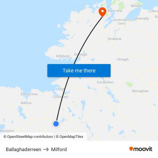 Ballaghaderreen to Milford map