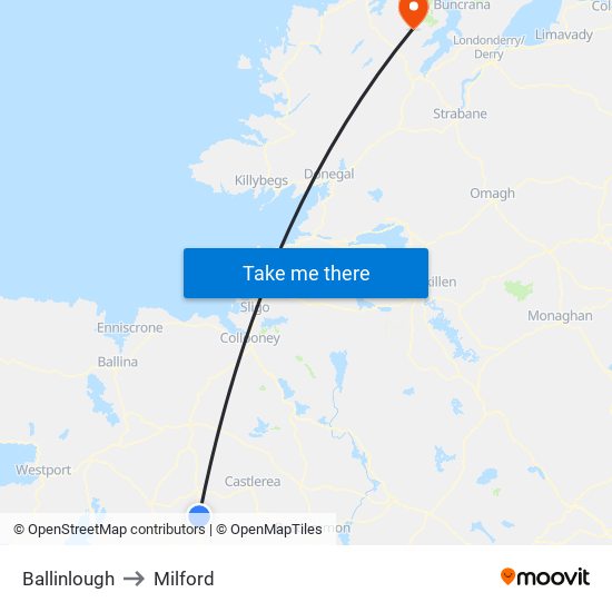 Ballinlough to Milford map