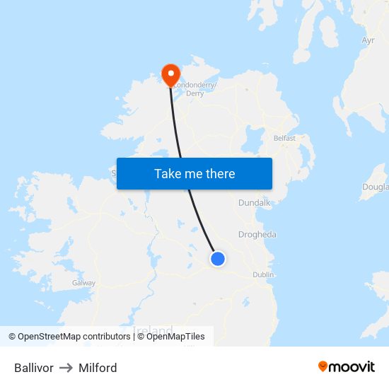 Ballivor to Milford map