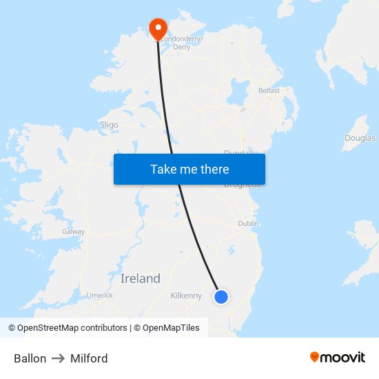 Ballon to Milford map