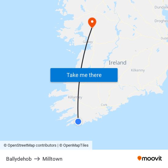 Ballydehob to Milltown map