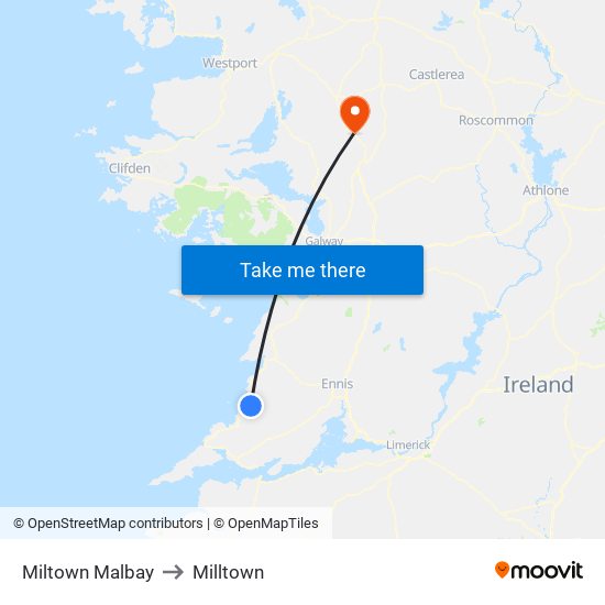Miltown Malbay to Milltown map