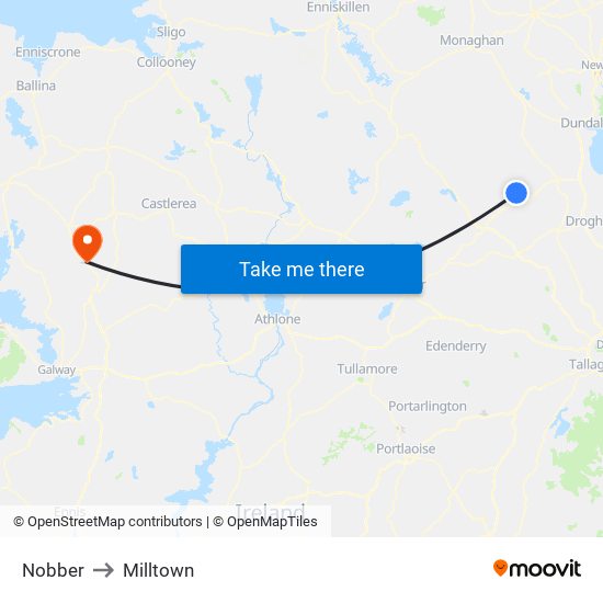 Nobber to Milltown map