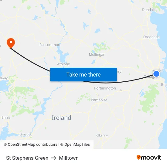 St Stephens Green to Milltown map