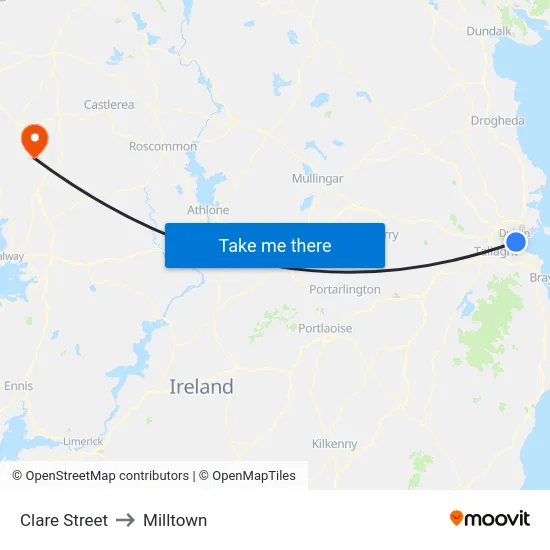Clare Street to Milltown map