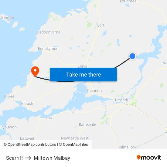 Scarriff to Miltown Malbay map