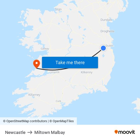 Newcastle to Miltown Malbay map