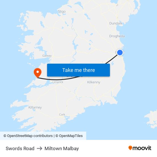 Swords Road to Miltown Malbay map
