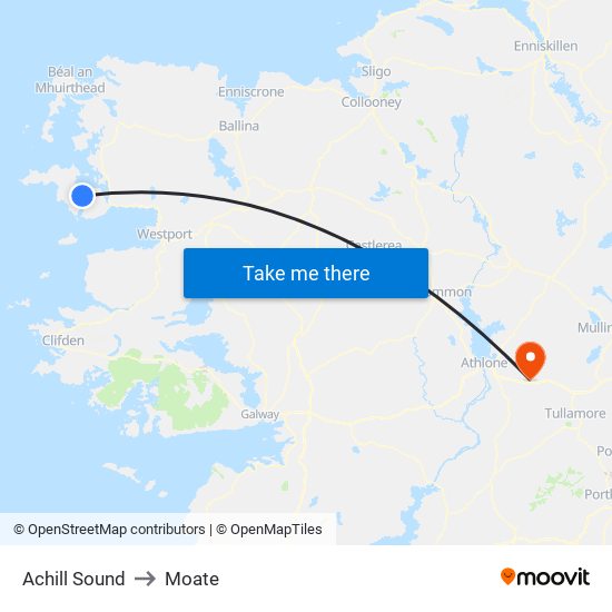 Achill Sound to Moate map