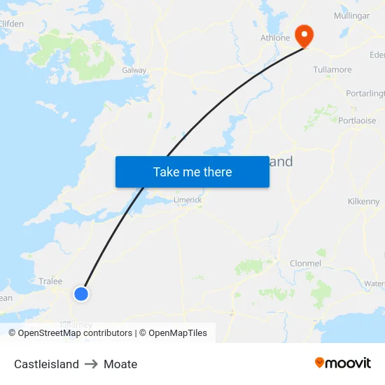 Castleisland to Moate map