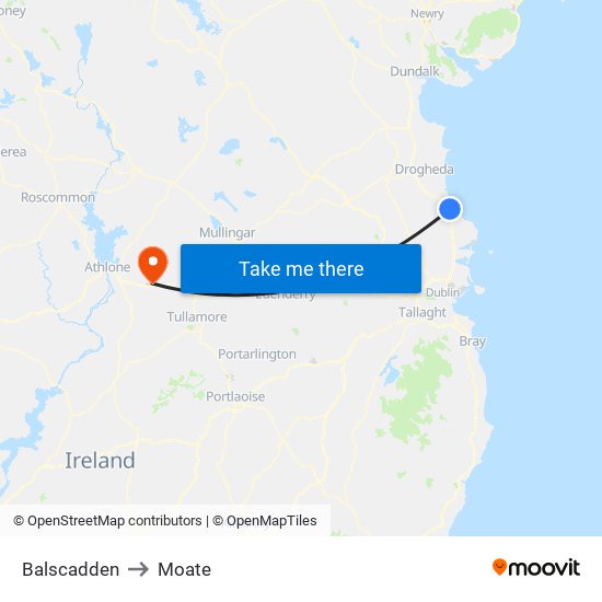 Balscadden to Moate map