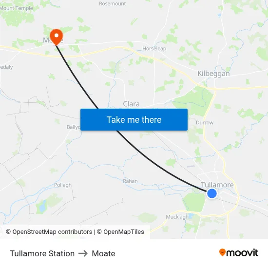 Tullamore Station to Moate map