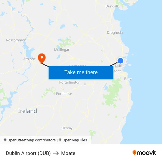 Dublin Airport (DUB) to Moate map