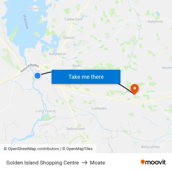 Golden Island Shopping Centre to Moate map