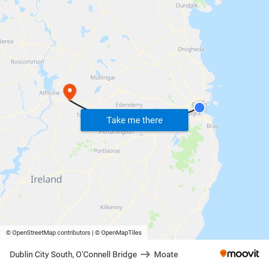 Dublin City South, O'Connell Bridge to Moate map