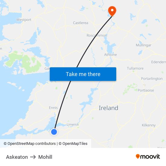 Askeaton to Mohill map