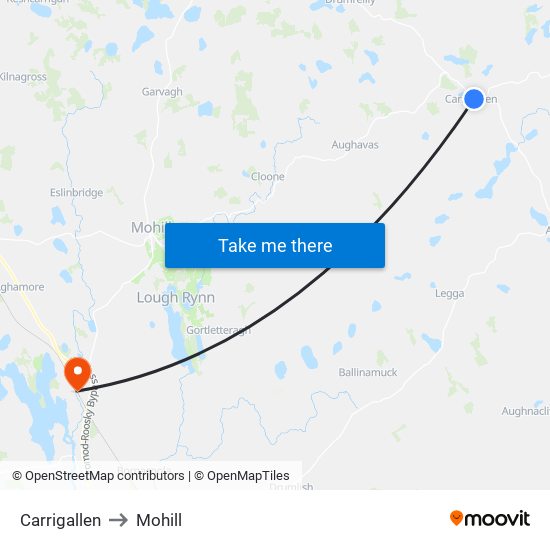 Carrigallen to Mohill map