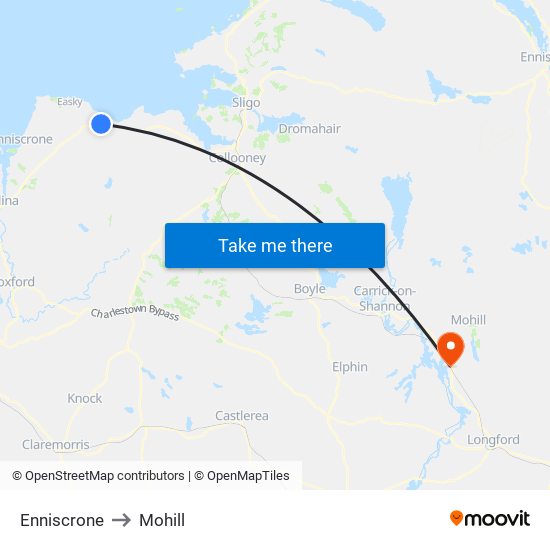 Enniscrone to Mohill map