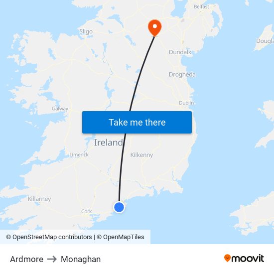 Ardmore to Monaghan map